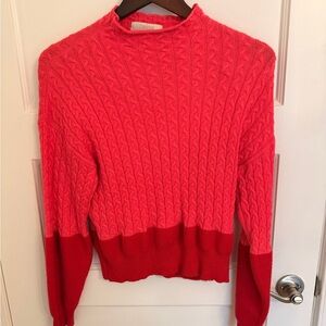 Beige by eci Pink and Red Cowl Neck Sweater